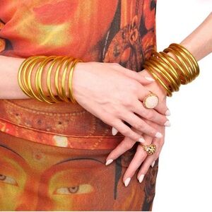 BuDhaGirl Gold and Rose Gold All-Weather Bangles / SZ XL (6 Bracelets)